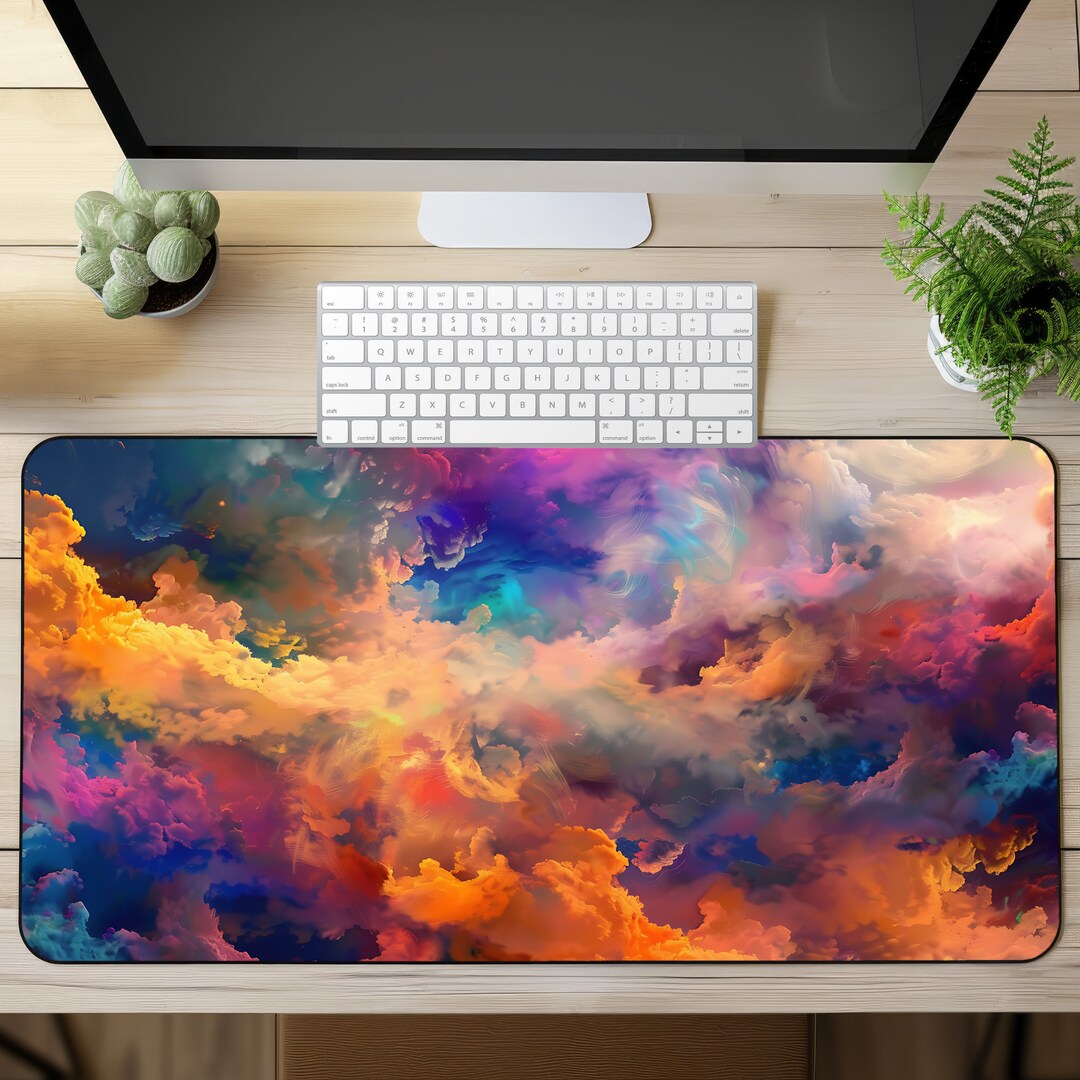 Pastel Clouds Desk Mat Misty Clouds Mousepad Abstract Mouse Pad Pastel ...