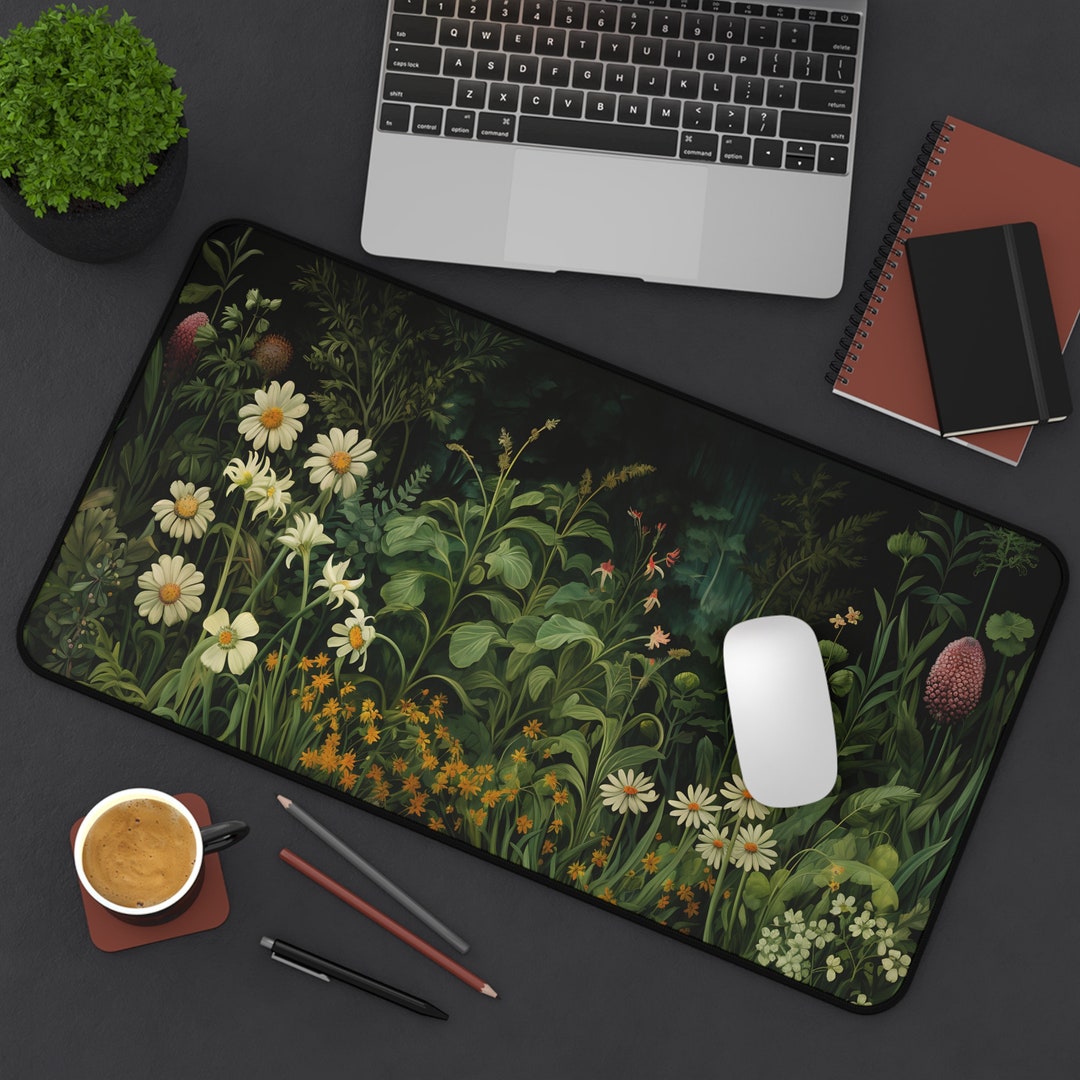 Floral Computer Mat Wild Flowers Desk Mat, Floral & Botanical Mouse Pad, Cottagecore ...