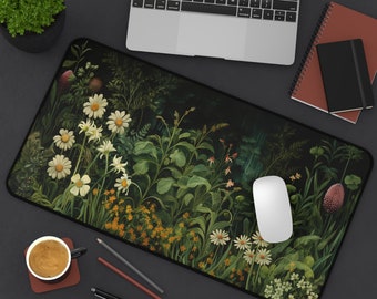 Wild Flowers Desk Mat, Floral & Botanical Mouse Pad, CottageCore Workspace Decor, Nature-Inspired Large Desk Mat