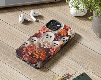 Cute Ghosts Floral Phone Case Halloween Phone Case Spooky Season iPhone | Pixel | Samsung