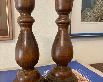 Basketville 1960s Wood Candlesticks