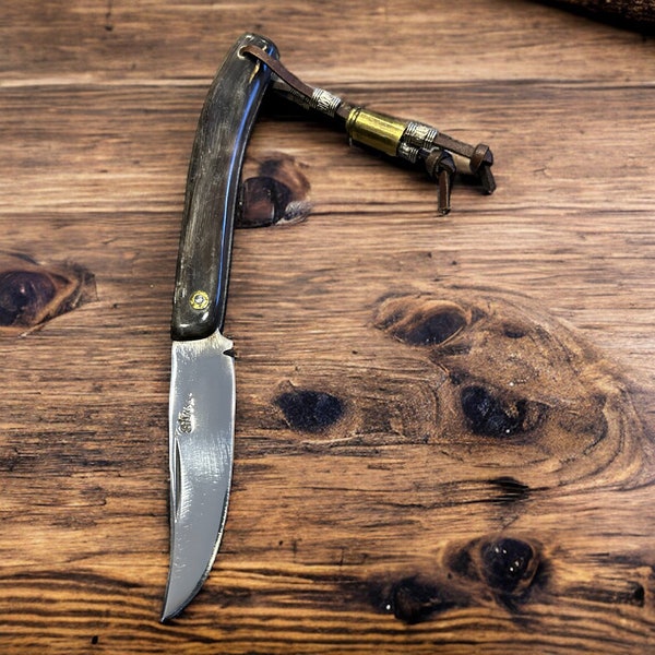 Cuchillo de bolsillo hecho a mano de 8'', cuchillo con mango de cuerno, cuchillo de caza, cuchillo de supervivencia, cuchillo plegable, cuchillo de caza de acero, regalo para hombres, regalo de aniversario