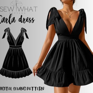 Carla dress|Women dress pattern|PDF sewing pattern|digital sewing pattern|halter dress pattern| women sewing pattern 13 sizes 00 to 22 US