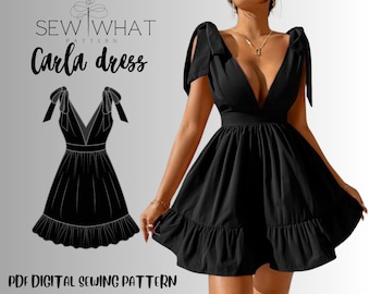 Carla dress|Women dress pattern|PDF sewing pattern|digital sewing pattern|halter dress pattern| women sewing pattern 13 sizes 00 to 22 US