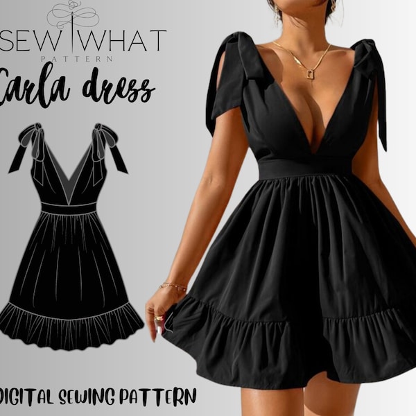 Carla dress|Women dress pattern|PDF sewing pattern|digital sewing pattern|halter dress pattern| women sewing pattern 13 sizes 00 to 22 US