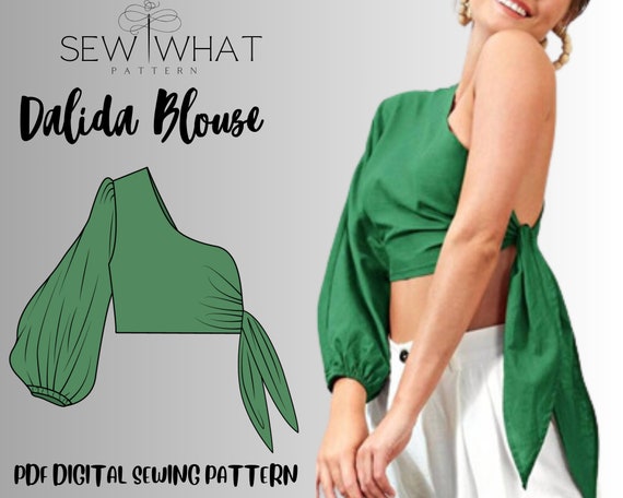 Dalida blouse sewing pattern| One shoulder blouse pattern|women sewing pattern|pdf sewing pattern|one shoulder top pattern| 13 sizes
