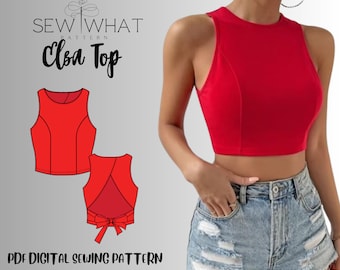 Elsa top pattern| crop top pattern|stretchy top pattern|women sewing pattern|women summer top pattern|back tie top pattern