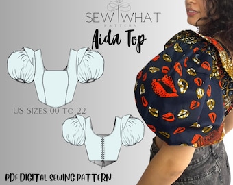 Aida puff sleeveTop Pattern|PDF sewing pattern |puff sleeve pattern|women sewing pattern|digital sewing pattern 13 sizes 00 to 22 US sizes