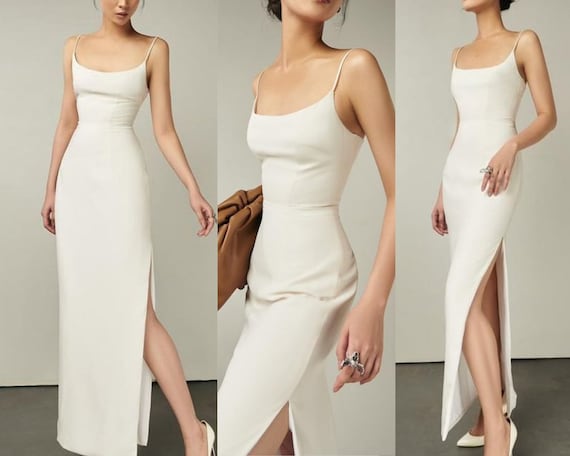 Whity Dress|wedding Slit Dress Pattern|evening Dress Pattern