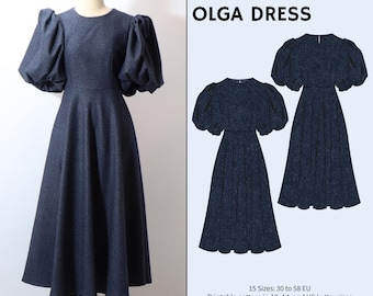 Olga dress – winter & summer dress pattern | women sewing pattern | PDF sewing pattern 15 sizes | timeless dress pattern