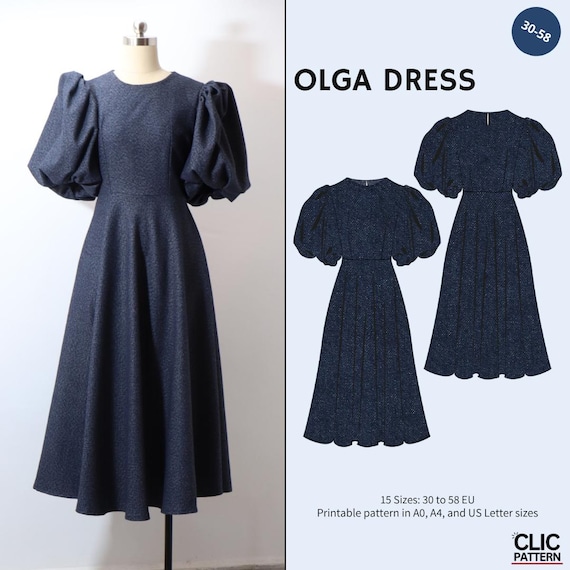 Olga dress – winter & summer dress pattern | women sewing pattern | PDF sewing pattern 15 sizes | timeless dress pattern