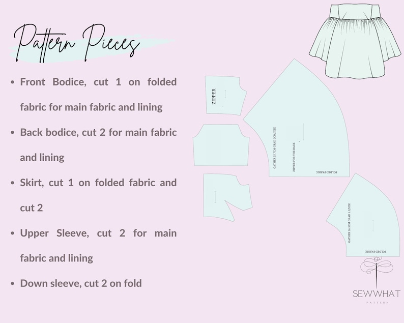 Grace Dress Puff Sleeve Dress Pattern women Dress Sewing Patternpdf