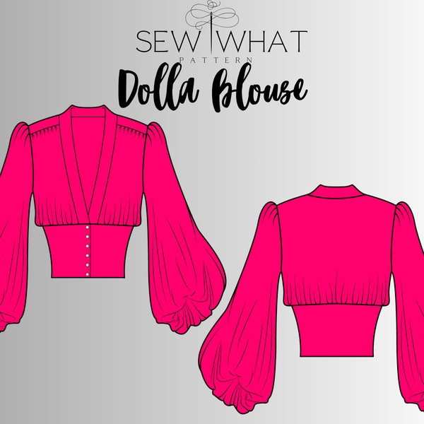 Dolla blouse pattern|women blouse sewing pattern|women top sewing pattern|Puffy long sleeve pattern|Blouse pattern|PDF sewing pattern