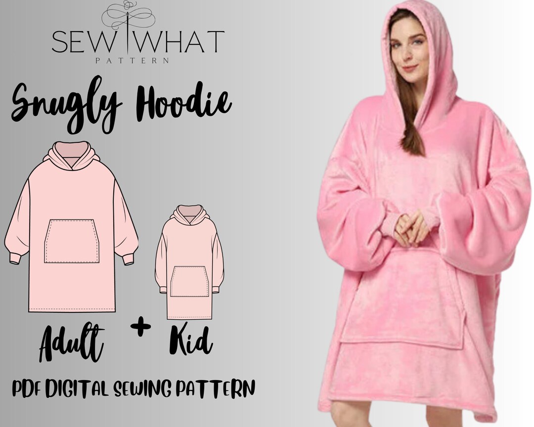 Blanket Hoodie Pattern snugly Christmas Hoodie Adult kid pdf Sewing 