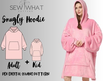 Blanket Hoodie pattern|Snugly christmas Hoodie Adult+Kid|PDF sewing pattern|Adult size and Kid size|Oversize Hoodie|kid+Adult blanket hoodie