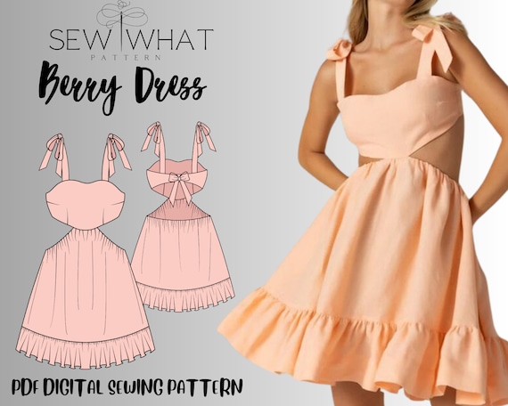 Berry dress pattern|dress pattern|women dress pattern|PDF sewing pattern|backless dress pattern|Flairy dress pattern digital sewing pattern