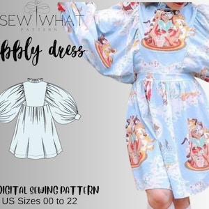 Bubbly Dress pattern|puffy sleeve sewing pattern dress|women dress pattern|13 sizes 00to22 USsizes|PDF sewing pattern|birthday dress pattern