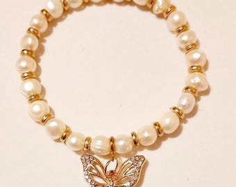 Zoetwaterparelvlinderarmband