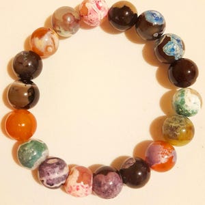 Multi Fire Agate Beaded Bracelet