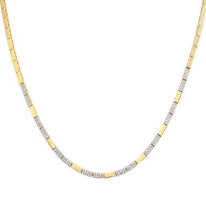 14k Solid Gold Diamant Bar Muster Halskette