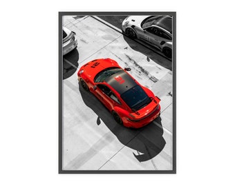 Porsche Poster with Wooden Frame (High Quality)