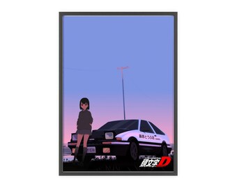 Initial D Poster with Wooden Frame