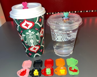 Starbucks Reusable Coffee Stopper Case with Coffee Stopper! Mix and Match - Seals into cup lid - Avoid spills - Hot or Cold Disposable cups