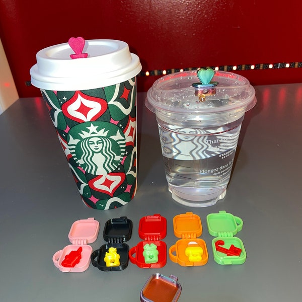 Starbucks Reusable Coffee Stopper Case with Coffee Stopper! Mix and Match - Seals into cup lid - Avoid spills - Hot or Cold Disposable cups