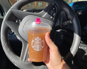 Cold Brew Starbucks Reusable Coffee STOPPER Heart - Hang on Rear View Mirror - String Included - Fall -Seals into cup lid - Avoid spills