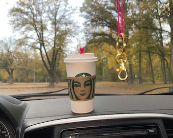 Heart Reusable Coffee STOPPER - Hang on Rear View Mirror - String Included - Fall -Seals into cup lid - Avoid spills