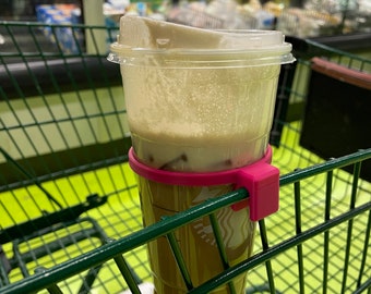 Shopping Cart Cup Holder - Optional Coffee Stopper