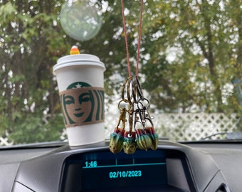 Rainbow Halloween Reusable Coffee STOPPER Pack of 4 - Hang on Rear View Mirror - Pumpkin, Ghost, Candy Corn, Skull - Avoid spills
