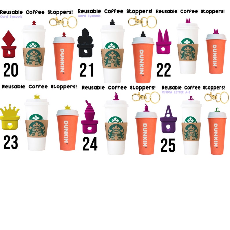 Pack Of 10 Starbucks Reusable Coffee Stopper Case With Coffee Stopper Mix And Match Seals Into