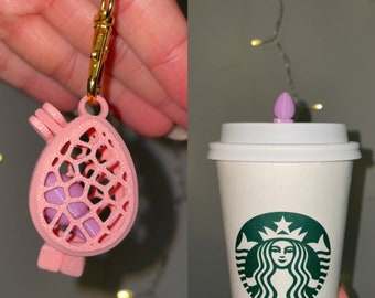 Easter Egg Reusable Coffee Stopper Case with Coffee Stopper! Mix and Match - Avoid spills - Hot or Cold Disposable cups