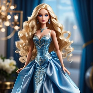 Blue Barbie Gown Etsy