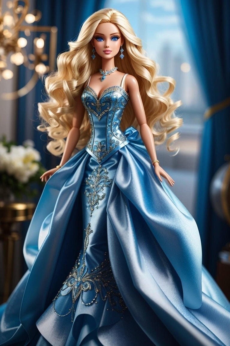 Baby Blue Barbie Doll Dress ffor girl