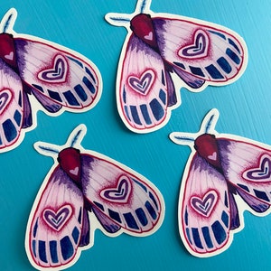 Bisexual Love Moth Sticker LGBTQ Sticker Pack Queer Love Bug Valentine Gift Subtle Bisexual Pride Flag Sticker Bisexual Gift Pride Merch