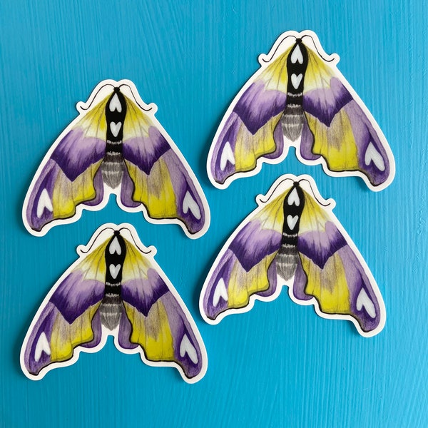Non Binary Love Moth Sticker LGBTQ Sticker Pack Queer Love Bug Birthday Gift Subtle Non Binary Pride Flag Sticker Queer Coming Out Gift