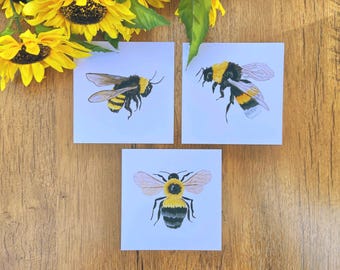 Bumble Bee Art Print Naturalist Gouache Illustration Minimalist Natural Home Decor Colorful Watercolor Pollinator Wall Art Gift for Gardener