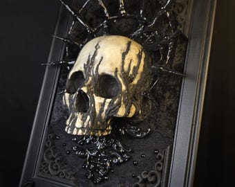 Handmade Skull Nature gothic home accessories dark academia victorian gothic interior three dimensional wall art wall art medieval baroque