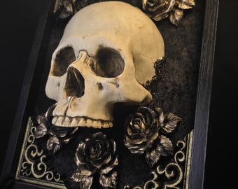 Handmade Skull Nature gothic home accessories dark academia victorian gothic interior three dimensional wall art wall art medieval baroque