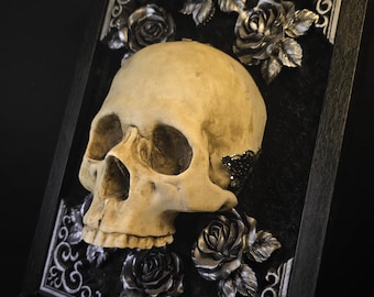 Handmade Skull Nature gothic home accessories dark academia victorian gothic interior three dimensional wall art wall art medieval baroque