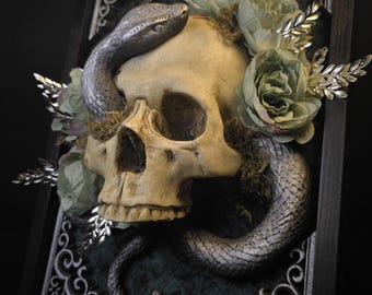 Handmade Skull Nature gothic home accessories dark academia victorian gothic interior three dimensional wall art wall art medieval baroque