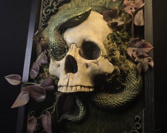 Handmade Skull Nature gothic home accessories dark academia victorian gothic interior three dimensional wall art wall art medieval baroque