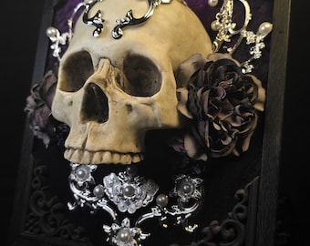 Handmade Skull Nature gothic home accessories dark academia victorian gothic interior three dimensional wall art wall art medieval baroque