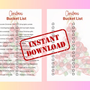 Christmas Digital Activity List, Christmas Bucket List, Instant Download, Family Christmas Activities, Holiday Season Activity Checklist