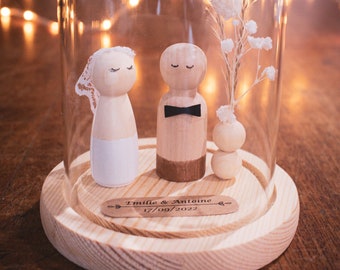 cloche en verre personnalisée, cadeau de mariage