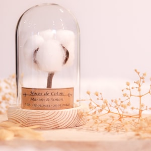 cadeau noces de coton 1 an de mariage. dôme en verre noces de coton, noce de coton image 1