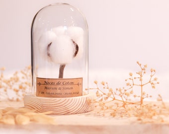 cotton wedding gift 1 year of marriage. glass dome cotton wedding, cotton wedding