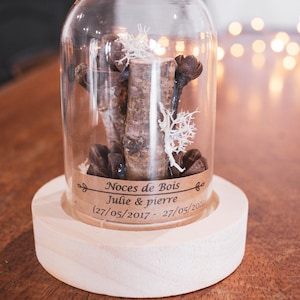 wooden wedding gift 5 years of marriage. Wooden wedding glass dome, wooden wedding